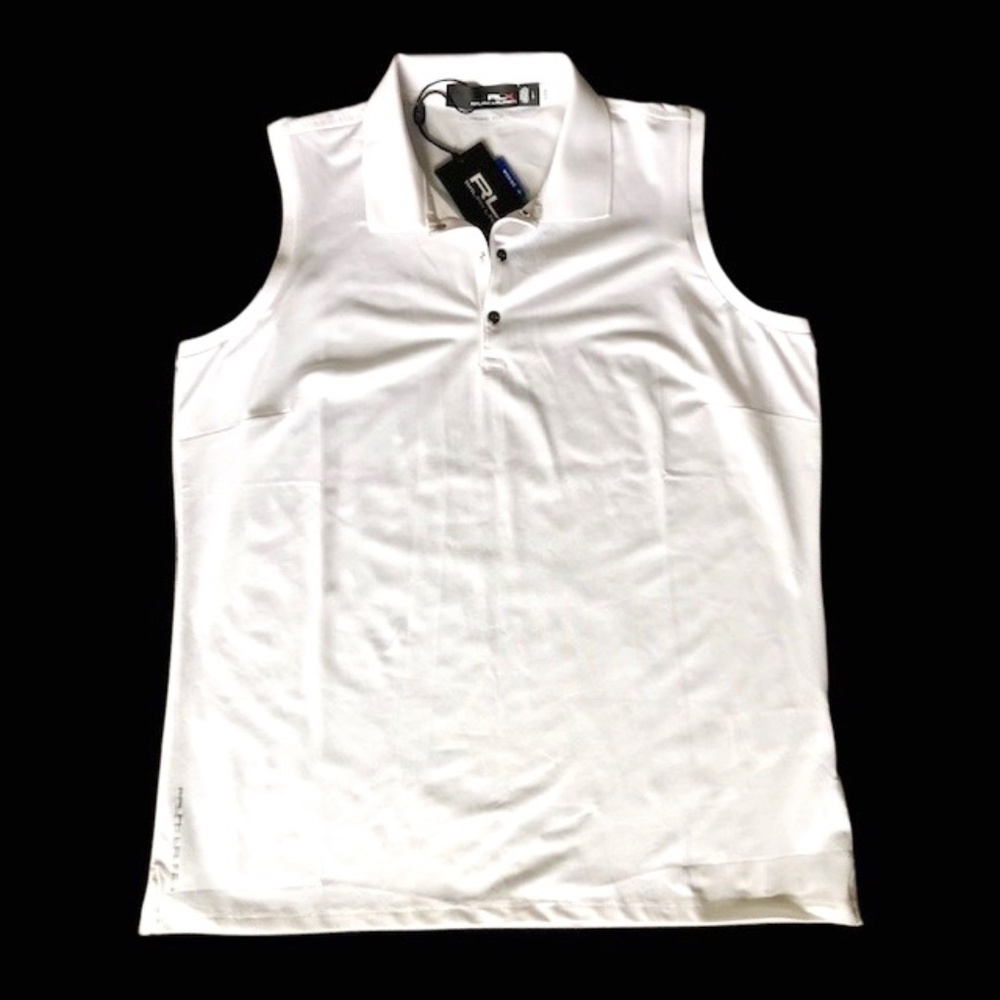 RLX Ralph Lauren  White Classic Fit Sleeveless Polo Sizes XL And L